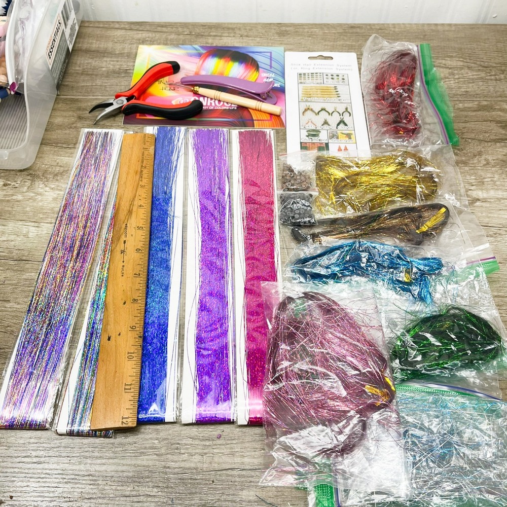 Onrose Hair Tinsel Kit with Tools Pliers Beads Multi-Color Sparkle Extensions